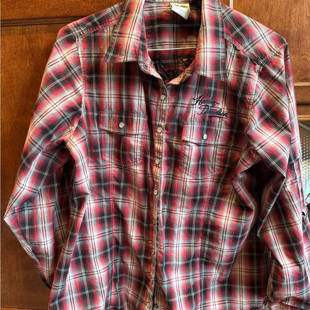 Women’s Harley Davidson Plaid Shirt - Red and Black